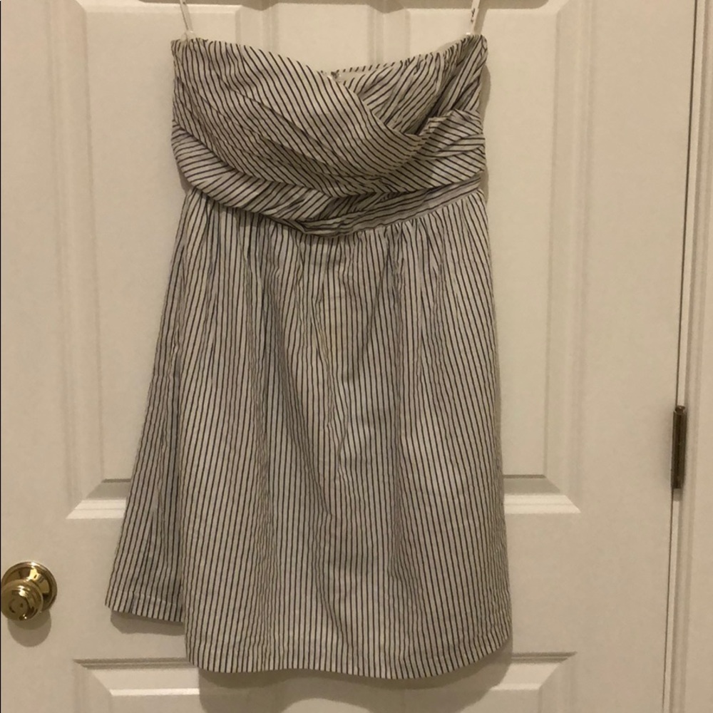 Strapless seersucker dress